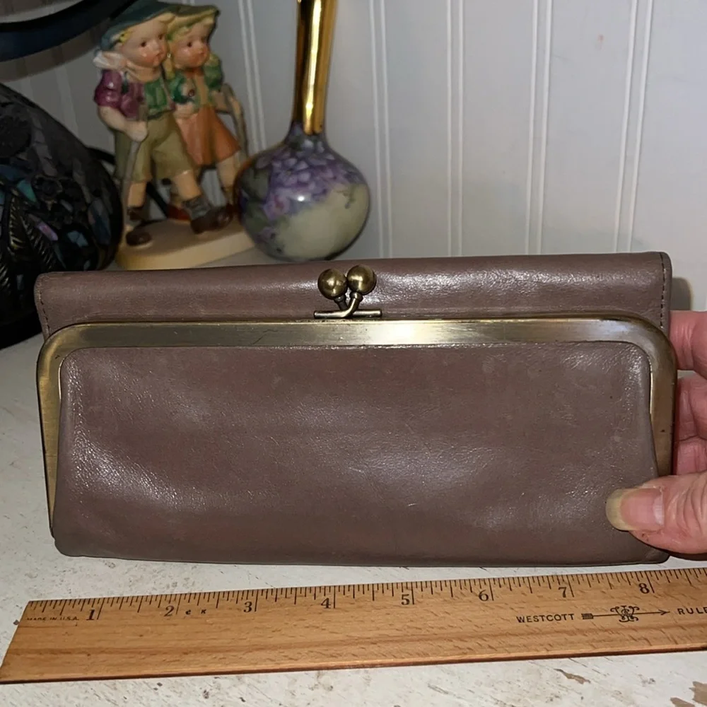 Vintage HOBO Brown Leather Clutch Wallet Folding